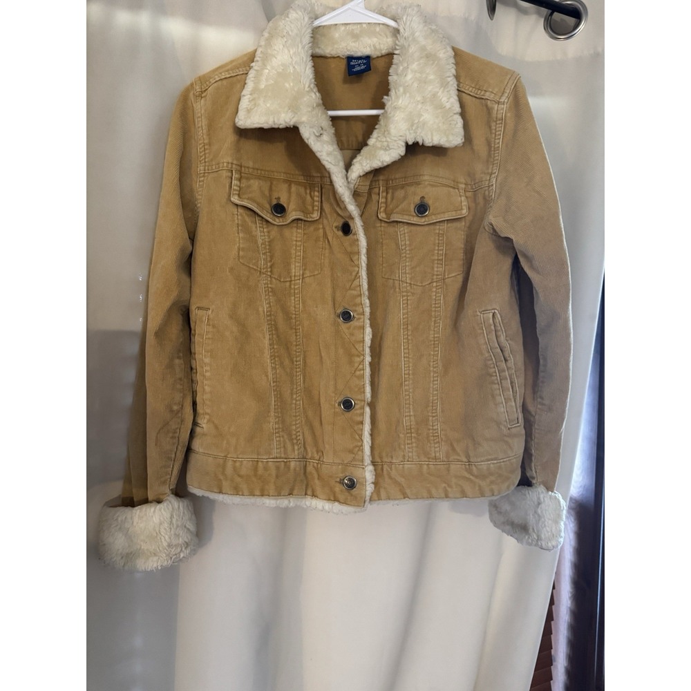 Vintage Y2K High Sierra Tan Corduroy Sherpa Trim Jacket Cabincore Utility M L